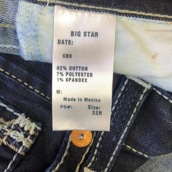 NWT Big Star Union Vintage Jeans, Thick Stitch Embroidered - Picture 9 of 12